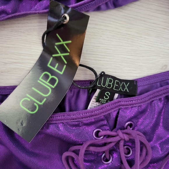 NWT Club Exx Iridescent Purple Butterfly Rave Wear Set - Picture 4 of 4